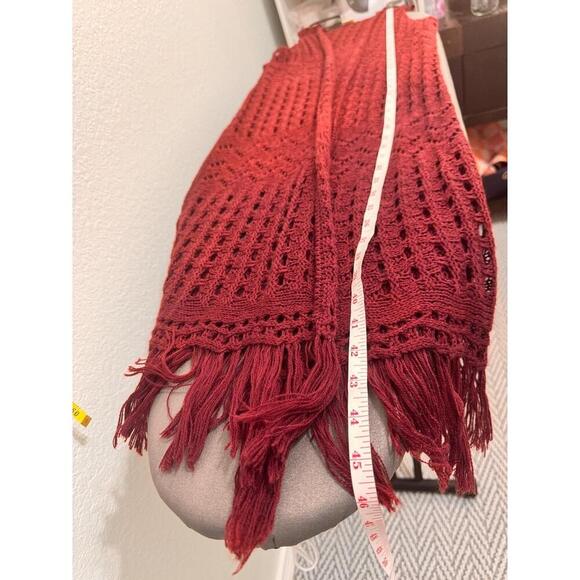 Faded Glory Burgundy Open Knit Fringe Hem Sleeveless Cover Up Knit Top Size M - Picture 6 of 6